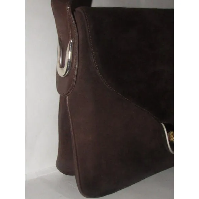 Gucci Vintage Pursesdesigner Purses Brown Suede Satchel