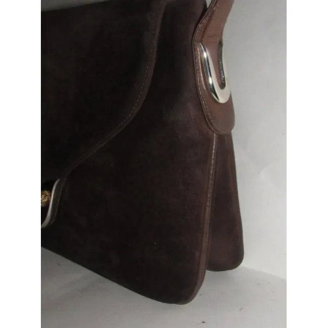 Gucci Vintage Pursesdesigner Purses Brown Suede Satchel