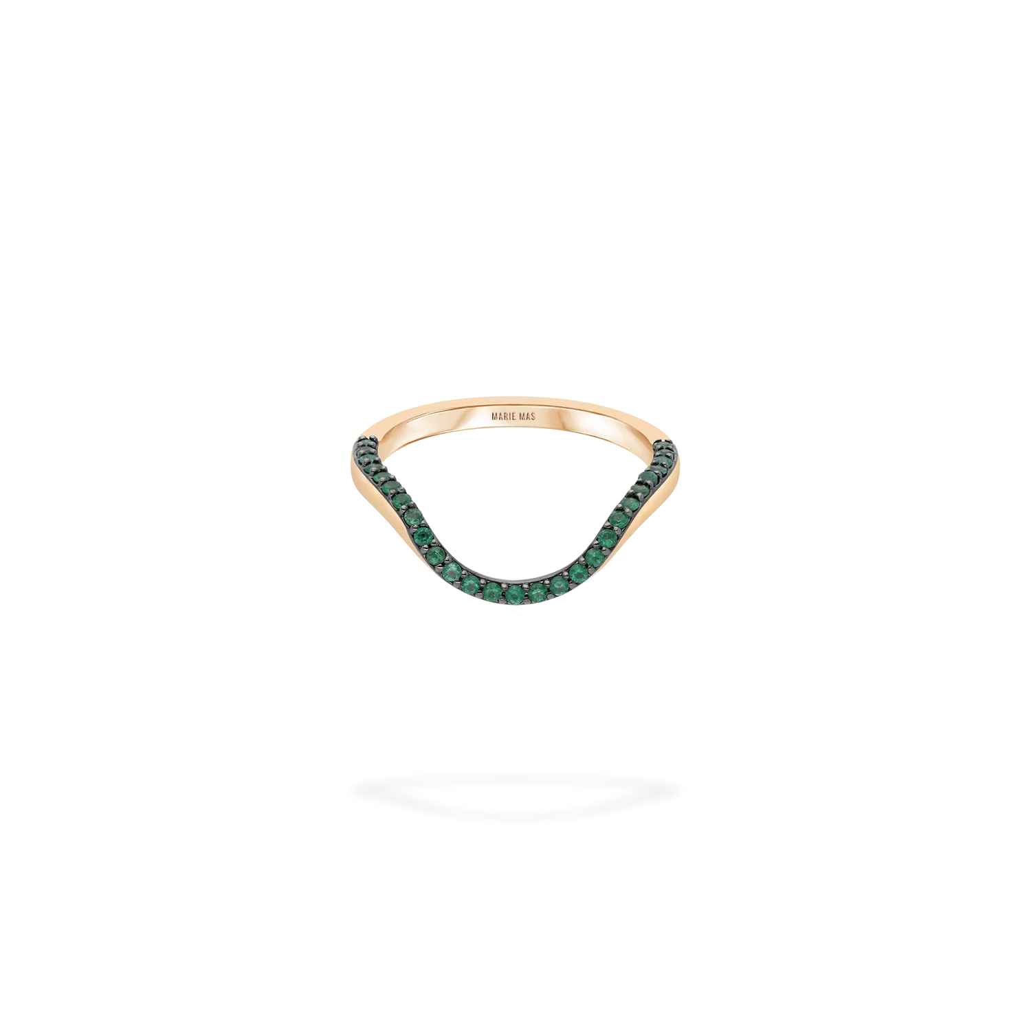Halo Ring | Half pavé, rose gold & emeralds