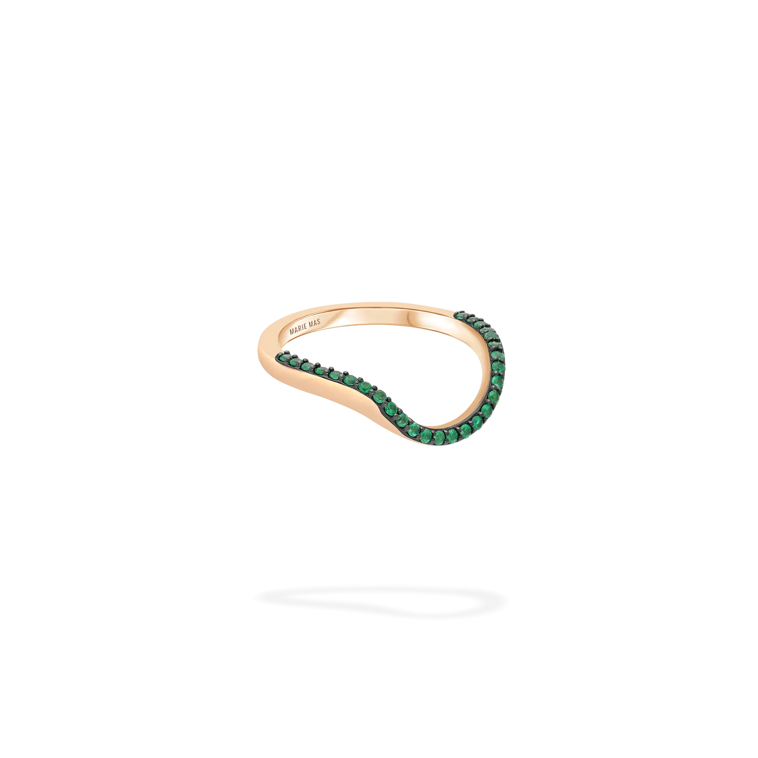 Halo Ring | Half pavé, rose gold & emeralds