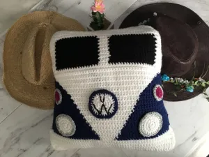 Handmade Crochet Campervan Cushion