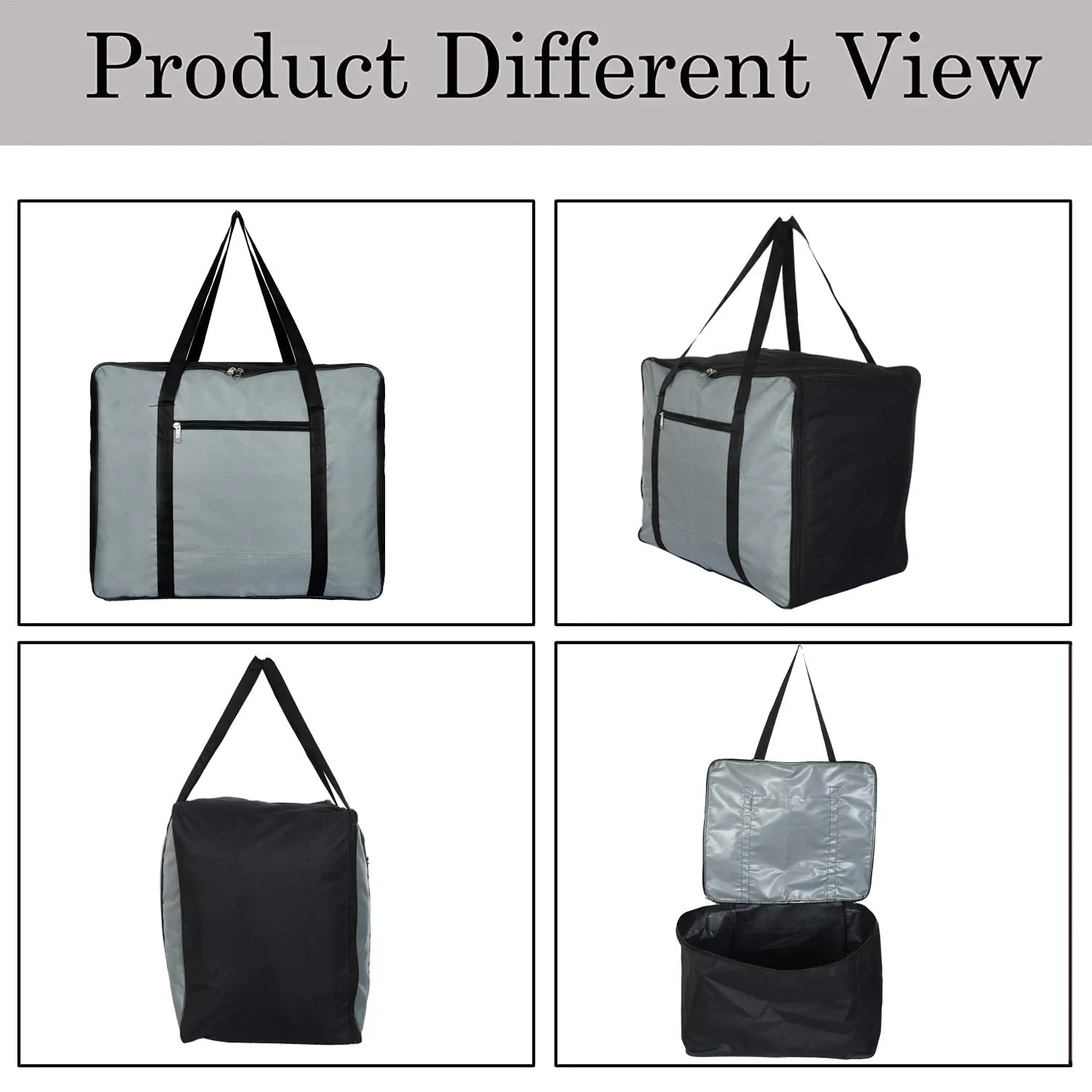 Heart Home Moisture Proof Wardrobe Organizer Storage Bag For Clothes With Zipper Closure and Handle (Grey & Black)-HS43HEARTH26661