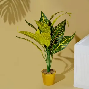 Homestic Artificial Plant | Decoration Artificial Flowers Pot | Plants for Office Décor | Artificial Flowers for Decoration | Natural Looking Plants | 12 Leaved Artificial Plant | Multicolor