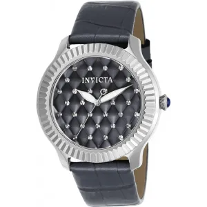 Invicta Women's  Angel Quartz Grey Patterned Dial, Leather Strap Watch 22565