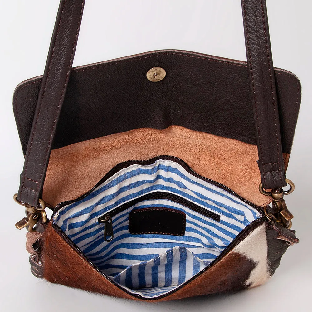 KBK123 - KBK123 -CROSS BODY Hand Tooled Saddle Leather with Cowhide Leather Ladies Bag KBK123 - KBK1