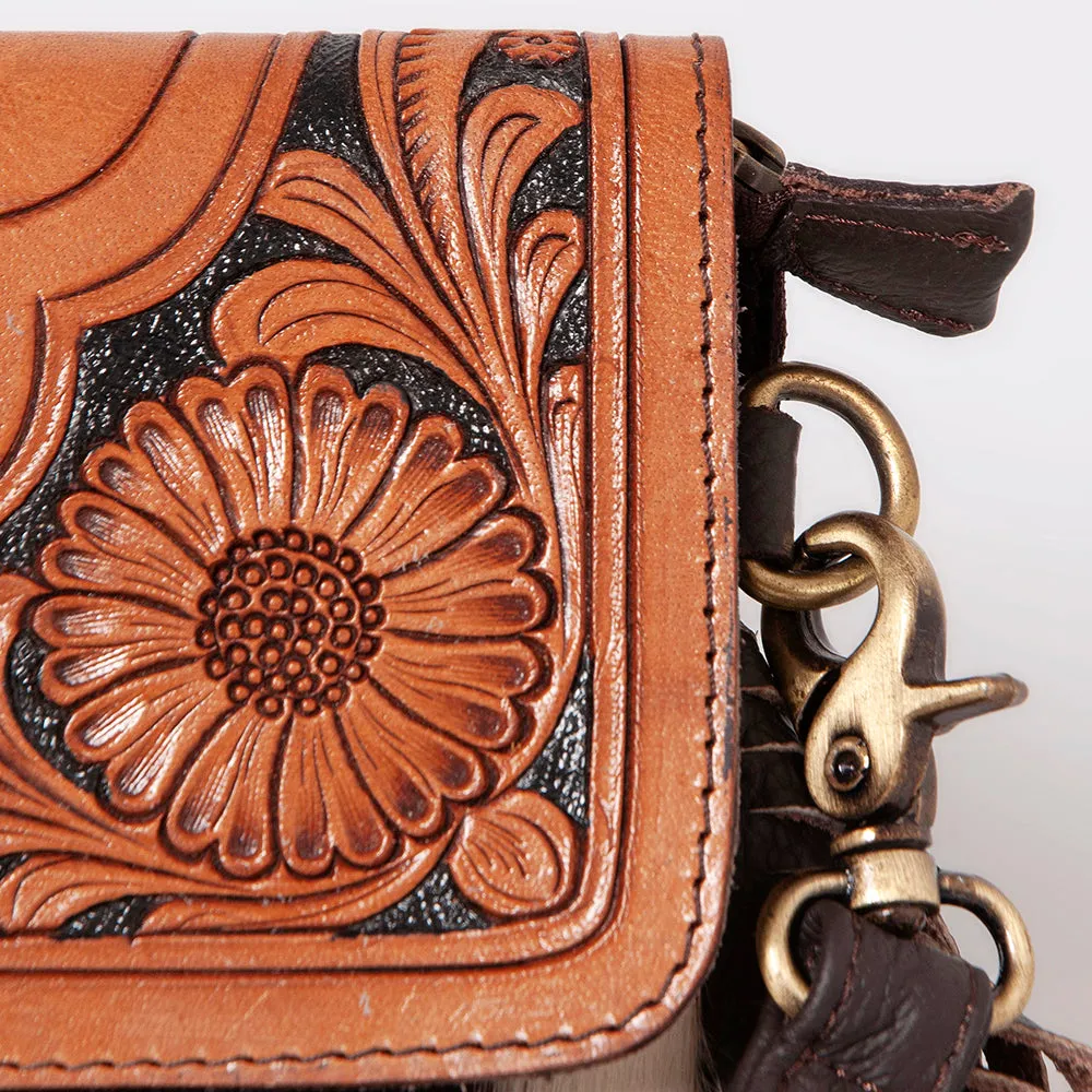 KBK123 - KBK123 -CROSS BODY Hand Tooled Saddle Leather with Cowhide Leather Ladies Bag KBK123 - KBK1
