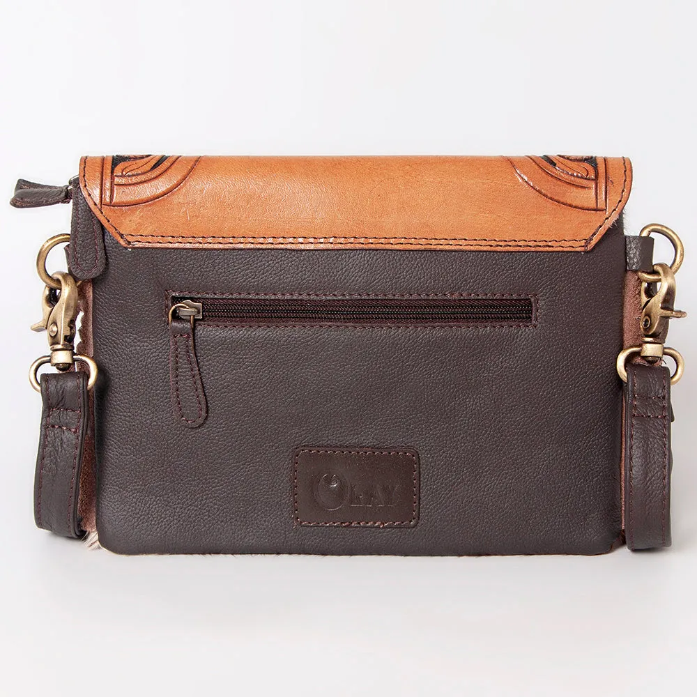 KBK123 - KBK123 -CROSS BODY Hand Tooled Saddle Leather with Cowhide Leather Ladies Bag KBK123 - KBK1
