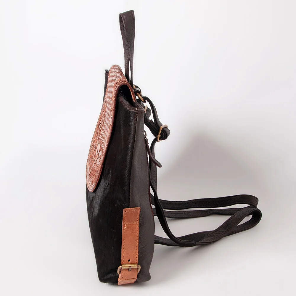 KBK125 - KBK125 -BACKPACK Hand Tooled Saddle Leather with Cowhide Leather Ladies Bag KBK125 - KBK125