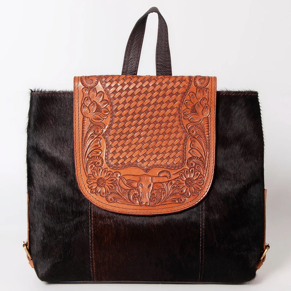 KBK125 - KBK125 -BACKPACK Hand Tooled Saddle Leather with Cowhide Leather Ladies Bag KBK125 - KBK125