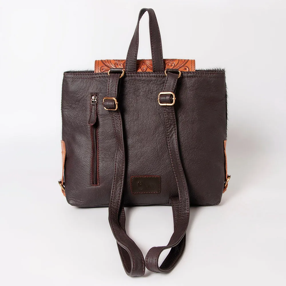 KBK125 - KBK125 -BACKPACK Hand Tooled Saddle Leather with Cowhide Leather Ladies Bag KBK125 - KBK125