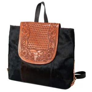 KBK125 - KBK125 -BACKPACK Hand Tooled Saddle Leather with Cowhide Leather Ladies Bag KBK125 - KBK125