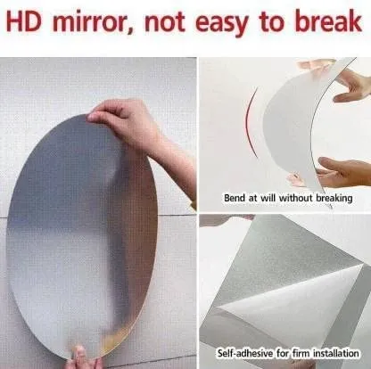 KRISENICS Oval shape adhesive mirror sticker for wall on tiles bathroom bedroom living room Basin Mirror Bathroom Wall Mirror Stickers unbreakable plastic wall mirror 20 * 30