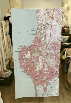 La Jolla to Mission Beach vintage topo map Quick Dry Towel