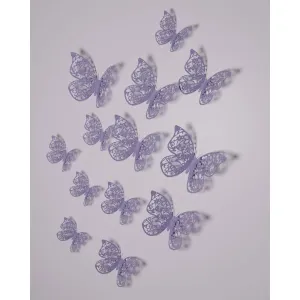 Lavender 3D Butterfly Decorations, 12 Count