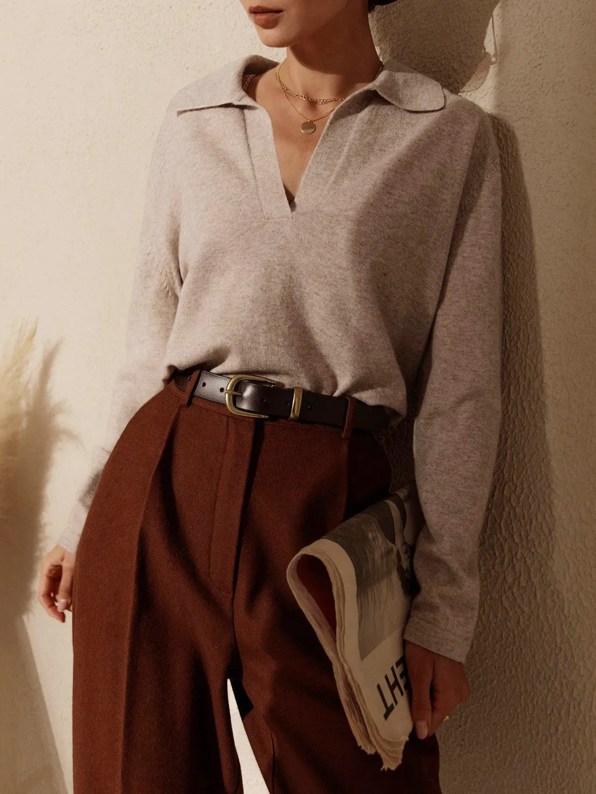 Leisure Collared Graceful Pullover Sweater