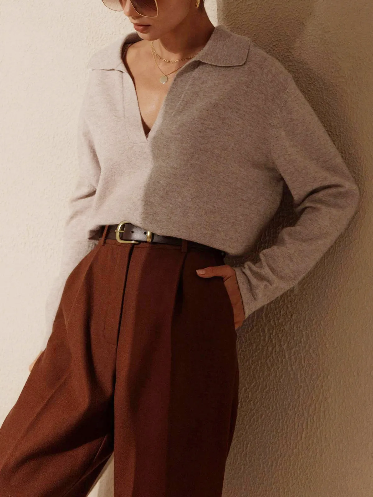 Leisure Collared Graceful Pullover Sweater