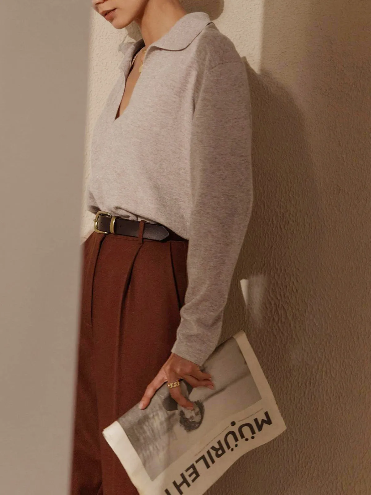 Leisure Collared Graceful Pullover Sweater