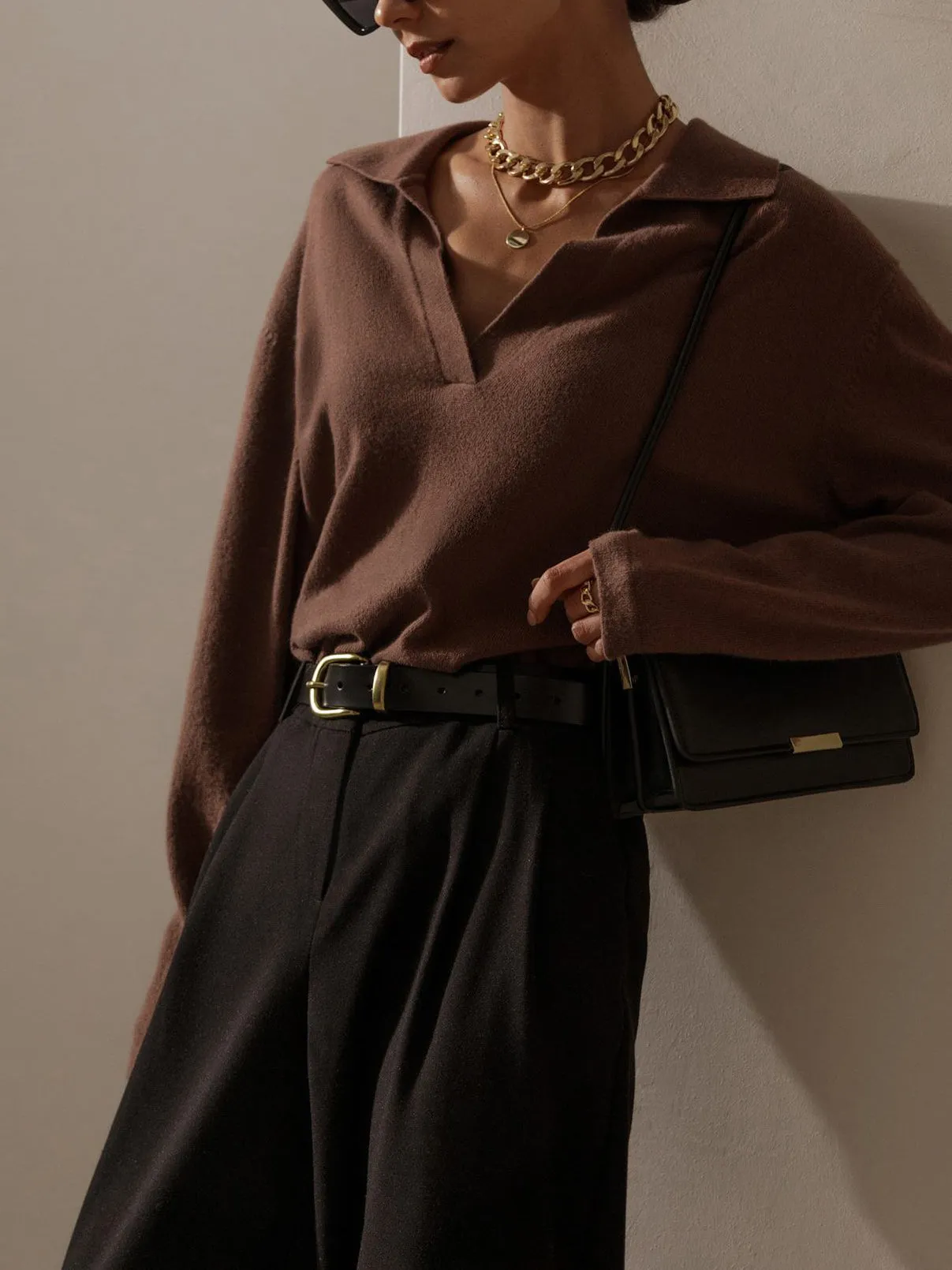 Leisure Collared Graceful Pullover Sweater
