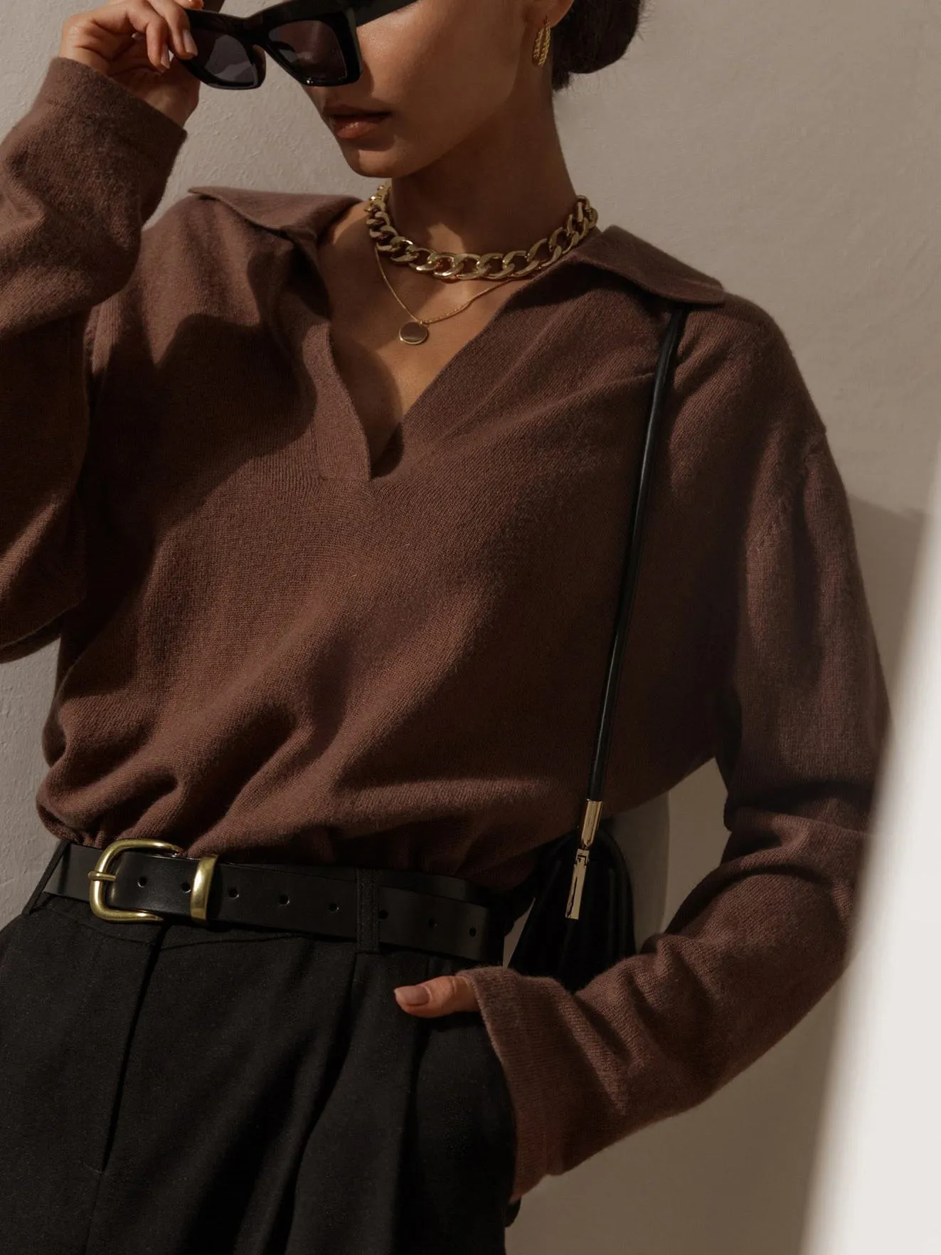 Leisure Collared Graceful Pullover Sweater