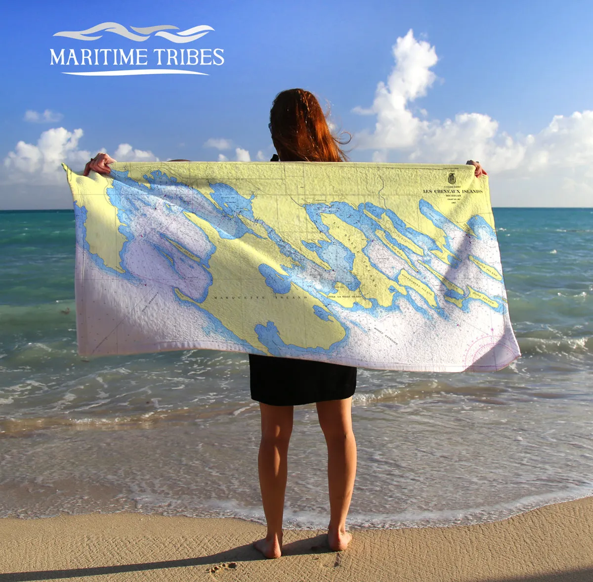 Les Cheneaux Nautical Chart TOWEL Quick Dry Towel