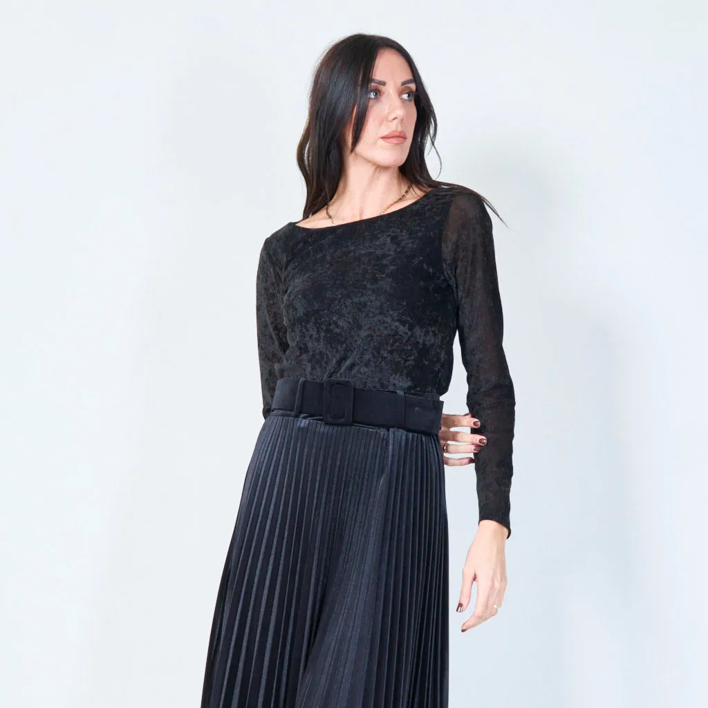 Long sleeve crushed velvet top wholesale