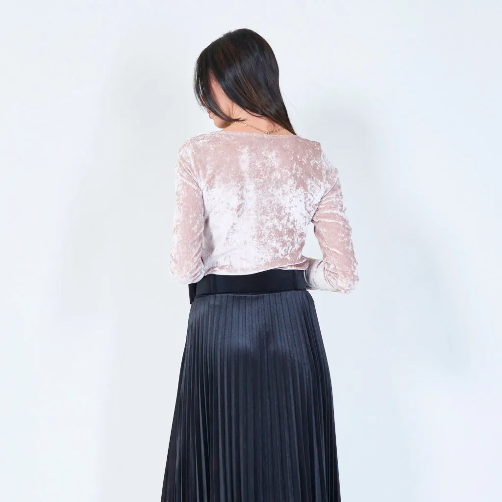 Long sleeve crushed velvet top wholesale