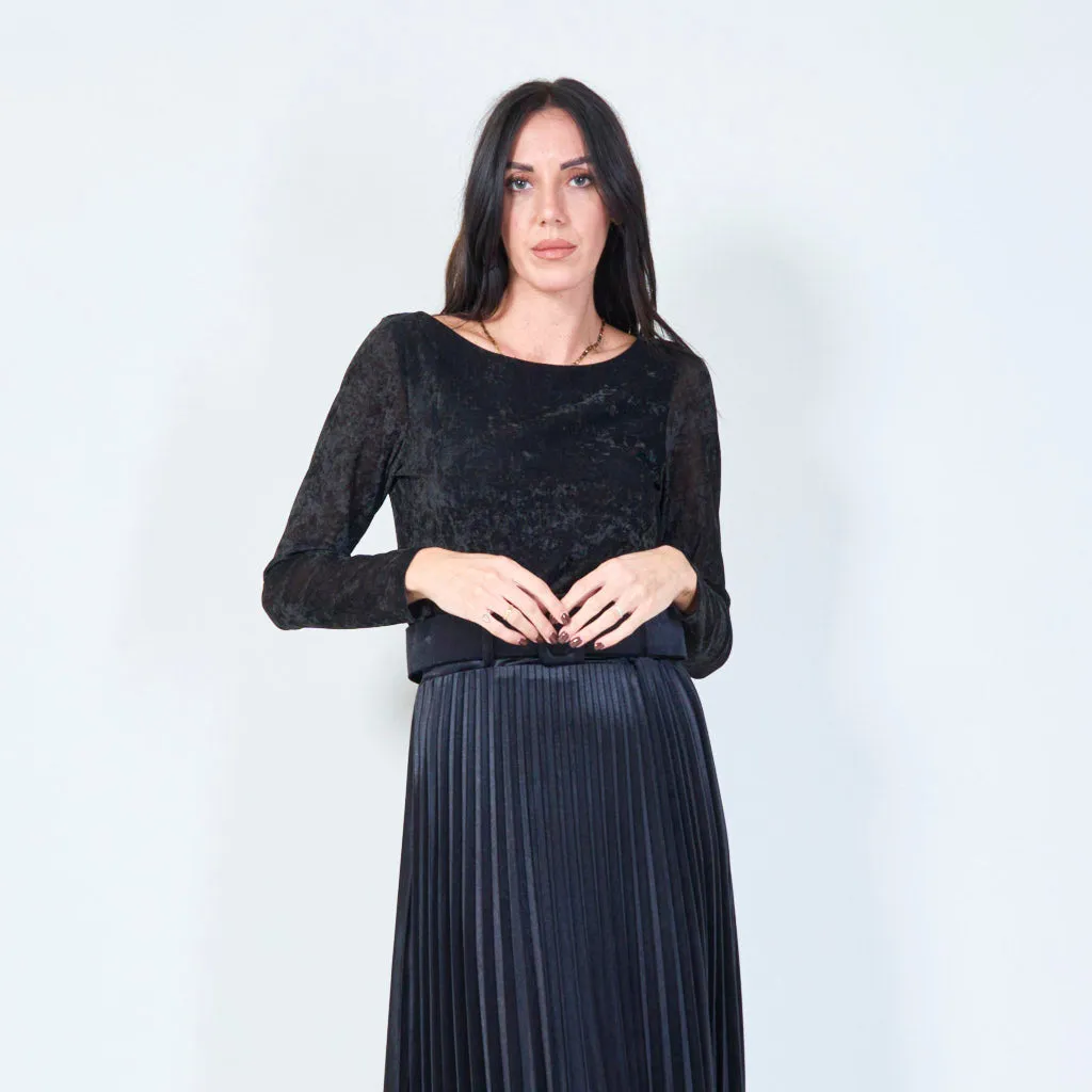 Long sleeve crushed velvet top wholesale