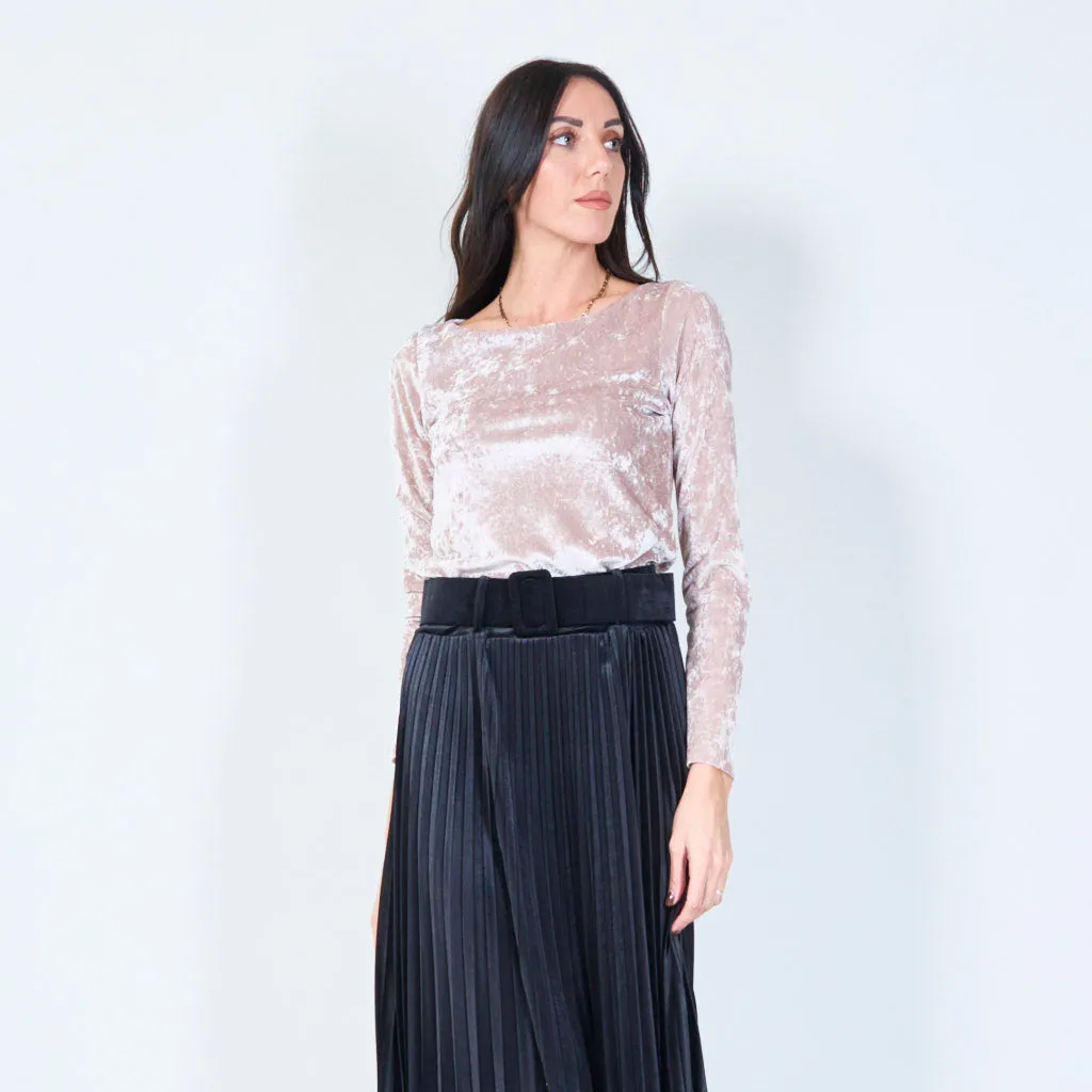 Long sleeve crushed velvet top wholesale