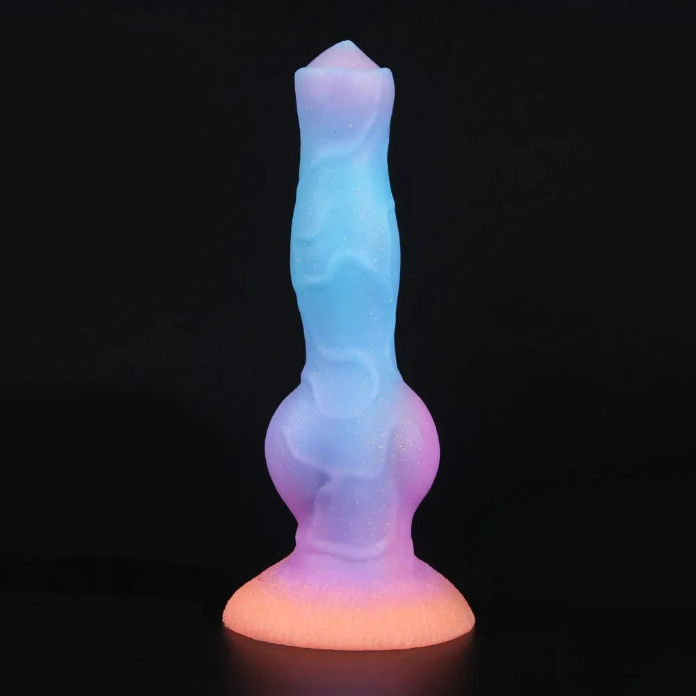 Luminous Dog Dildo Butt Plug - Silicone Lifelike Animal Dildos Vagina Prostate Massager