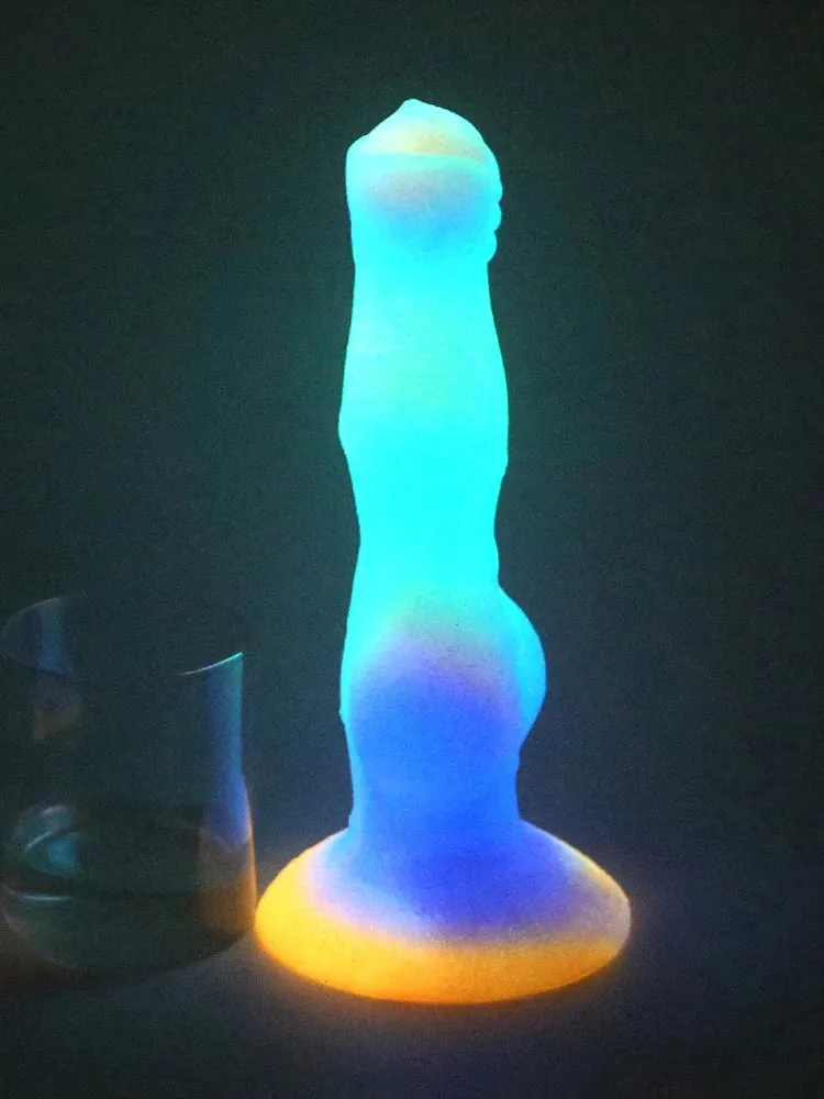 Luminous Dog Dildo Butt Plug - Silicone Lifelike Animal Dildos Vagina Prostate Massager