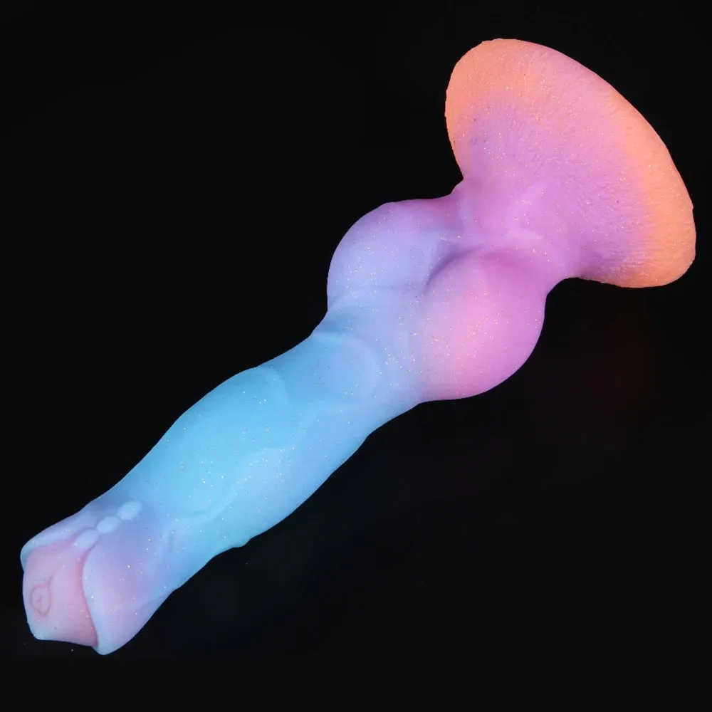 Luminous Dog Dildo Butt Plug - Silicone Lifelike Animal Dildos Vagina Prostate Massager