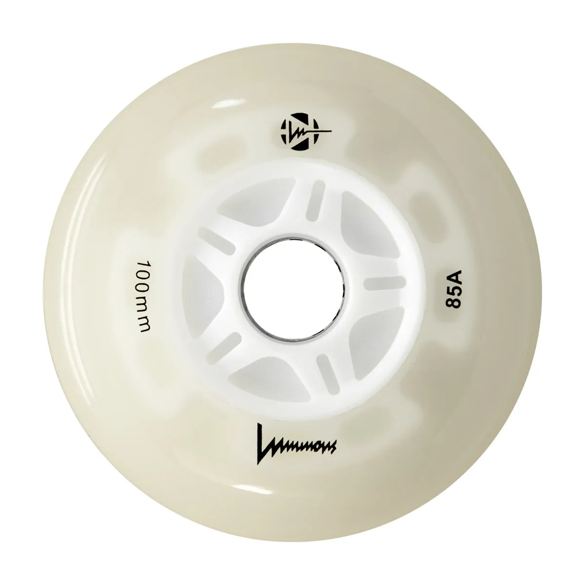 Luminous LED Inline Skate Wheels 100mm/85A - White Glow - SOLD BY THE SINGLE WHEEL