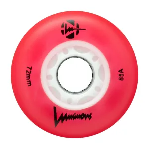 Luminous LED Inline Skate Wheels 72mm/85A - Red - SOLD BY THE SINGLE WHEEL