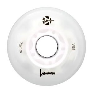 Luminous LED Inline Skate Wheels 72mm/85A - White Glow - SOLD BY THE SINGLE WHEEL