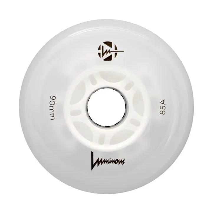 Luminous Light Up Inline Wheel White 90mm 85A - 4 Pack