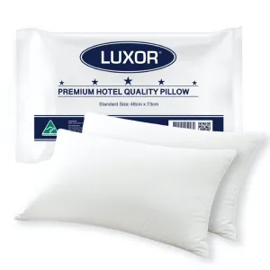 Luxor Australian Made Deluxe Hotel Quality Pillow Standard Size Twin Pack
