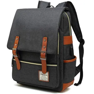 MANCIO Slim Vintage Laptop Backpack For women and men | Black