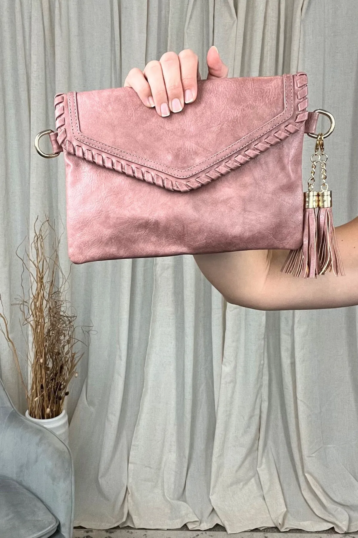 MAUVE VEGAN LEATHER CROSSBODY PURSE