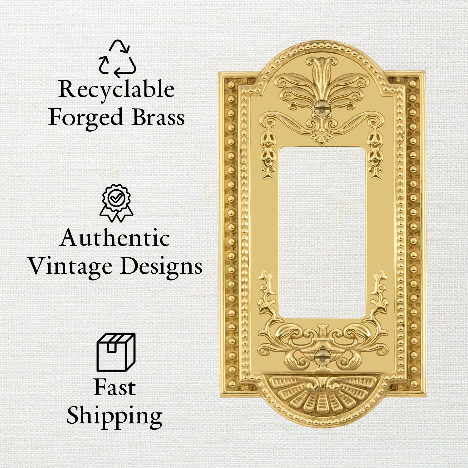 Meadows Switch Plate with Double Outlet in Antique Pewter