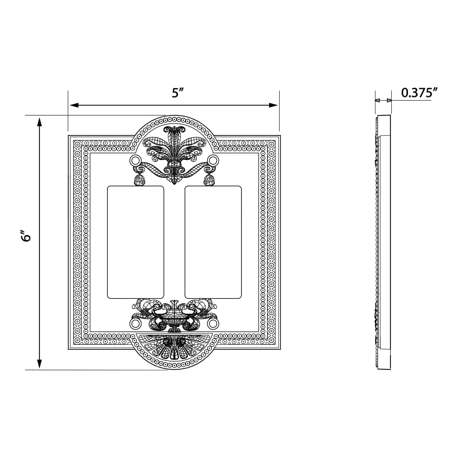 Meadows Switch Plate with Double Outlet in Antique Pewter