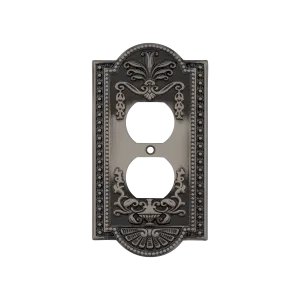 Meadows Switch Plate with Outlet in Antique Pewter