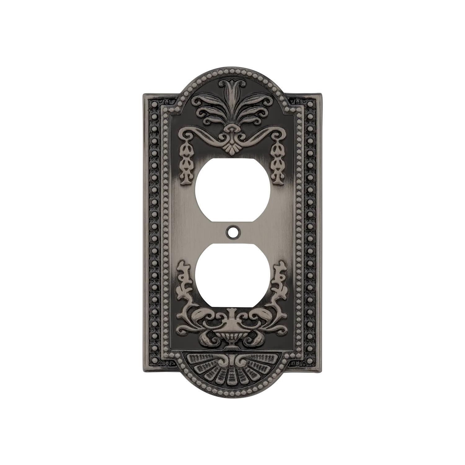 Meadows Switch Plate with Outlet in Antique Pewter
