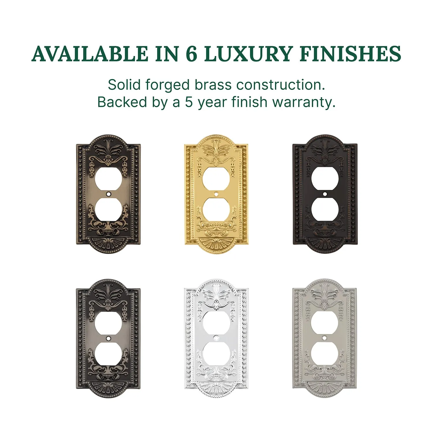 Meadows Switch Plate with Outlet in Antique Pewter