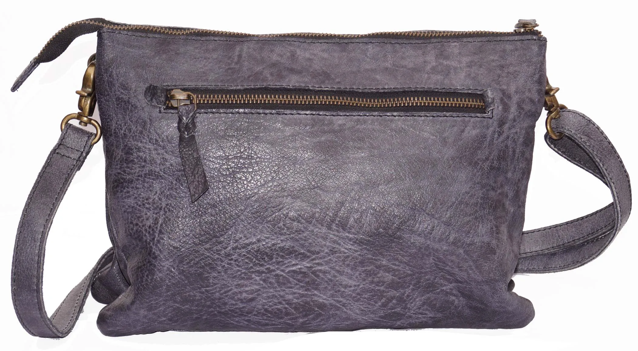 Mens Multi Pockets CrossBody Shoulder Leather Bag Washed and Vintage