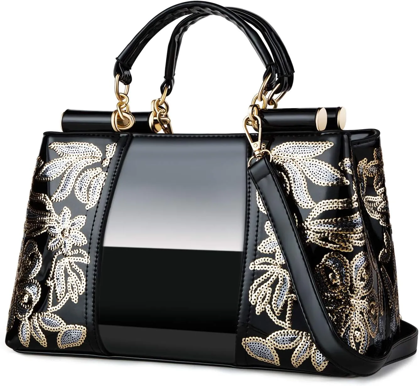 Metallic Studded Gold Top Handle Luxury Embroidered Handbag