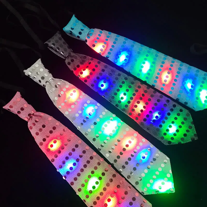 Mixcolor Flashing Luminous Sequin LED Necktie