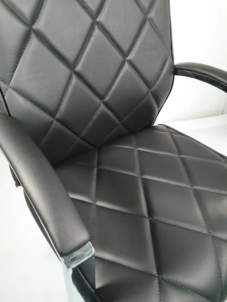Modern Black Genuine Hide Leather Executive Office Chair - ZMA-217