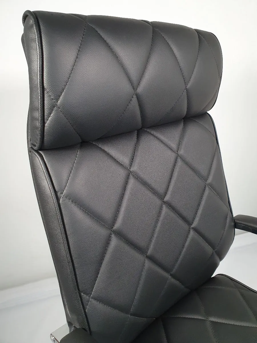 Modern Black Genuine Hide Leather Executive Office Chair - ZMA-217