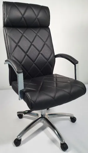 Modern Black Genuine Hide Leather Executive Office Chair - ZMA-217
