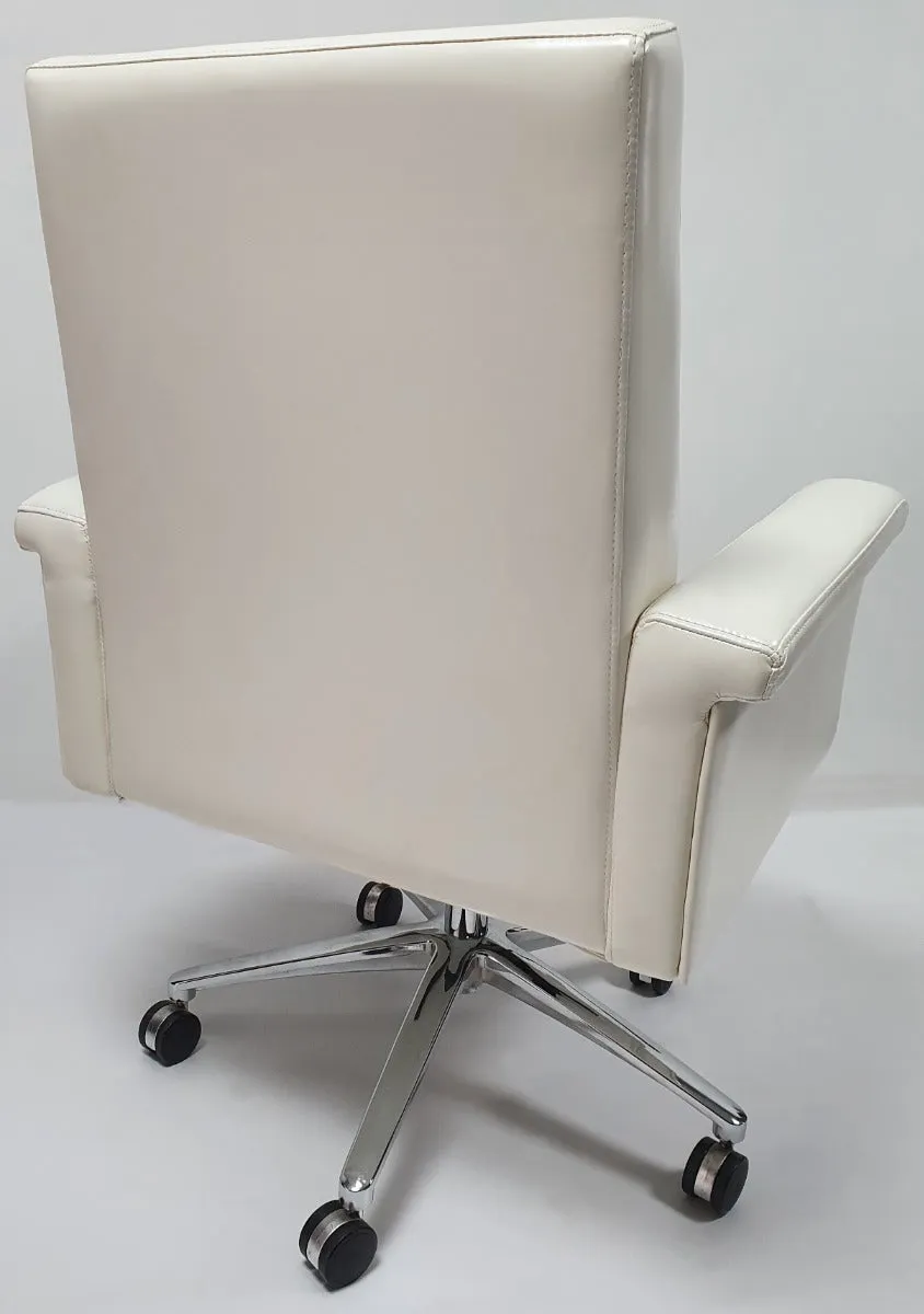 Modern Style White Leather Executive Office Chair - B012